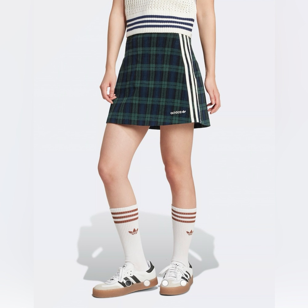 Adidas originals Navy and Green Tartan Skirt
